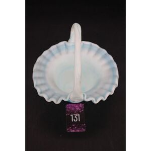 Kanawha glass Hobnail Basket Blue/White Slag Swirl Rare HTF